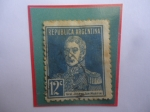 Stamps Argentina -  José Fco.de San Martín (1778-1850)-Serie:Gen. San Martín- Sello sin PUNTO al final de su Valor. 12 C