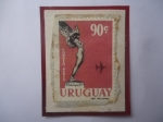 Sellos de America - Uruguay -  Monumento Diosa Alada- Y AVIÓN- Serie: Capitan Boiso Lanza- Sello de 90 Cénts. Año 1960.