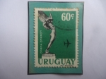 Stamps Uruguay -  Monumento Diosa Alada- y AVIÓN- Serie: Capitan Boiso Lanza- Sello de 60 Céntimos, Año 1960.