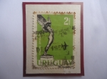 Stamps Uruguay -  Monumento Diosa Alada- y AVIÓN- Serie: Capitan Boiso Lanza- Sello de 2 Peso, Año 1960.