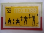 Sellos de America - M�xico -  Levantamiento de Pesas - Serie: Juego Olímpicos  de Verano 1968- Ciudad de México (IV)- Sello de 2$ 