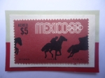 Stamps Mexico -  Equitación - Serie: Juego Olímpicos  de Verano 1968- Ciudad de México (IV)- Sello de 5 $ Pesos,Mx.