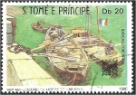 Sellos de Africa - Santo Tom� y Principe -  Pintores 1990, barcazas en el río Ródano, 1888 por Vincent Van Gogh