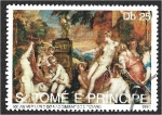 Stamps S�o Tom� and Pr�ncipe -  Pintores 1990, Nymphos, por Tiziano.