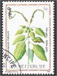 Stamps : Africa : S�o_Tom�_and_Pr�ncipe :  Plantas medicinales 2007, heliotropo indio (Heliotropium indicum)