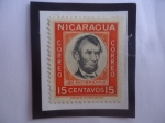 Sellos de America - Nicaragua -  Abraham Lincoln (1809-1865)-150°Aniversario de su Nacimiento (1809-1959)-Sello de 15 Ctvos. Año 1960