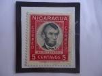 Stamps : America : Nicaragua :  Abraham Lincoln (1809-1865)-150°Aniverario de su Nacimiento (1809-1959)-Sello de 5 Ctvos. Año 1960.