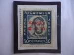 Sellos de America - Nicaragua -  Abraham Lincoln (1809-1865)-150°Aniversario de su Nacimiento (1809-1959)-Sello Sobretasa de 0,35 sob