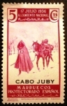 Stamps Spain -  Cabo Juby. Sellos de Marruecos. Paisajes. Habilitados