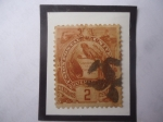 Sellos de America - Guatemala -  Escudo de Armas- Serie: Escudo de Armas 1871-1968- Sello de 2 Ctvos. Guatemaltico, año 1886.