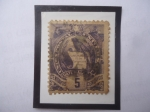 Sellos de America - Guatemala -  Escudo de Armas- Serie: Escudo de Armas 1871-1968- Selloo de 5 Ctvos Guatemaltecos, año 1887