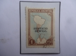 Stamps Argentina -  Mapa de América del Sur-Argentina y la Antártida-Serie:Oficial-Sobreimpreso, Año 1952.