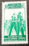 Stamps Spain -  Marruecos español. 1º Aniversario del alzamiento nacional. Falange de Marruecos