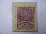 Stamps Mexico -  Cruz de Palenque-pie Impresora: Origina Impresora -Hacienda Mexico-Sello de 10 Ctvs. Año 1937.