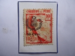 Stamps Peru -  Mapa de Carreteras de Perú-Sello Sobrestampado con Escudo de Armas y Sobretasa de 10 Ct.Año 1943.