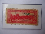 Stamps Guatemala -  Parque Central Antigua- Sobreimpreso con el Quetzal en Verde- 