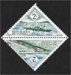 Stamps Republic of the Congo -  Modo de transporte, Piragua; Vaporera fluvial de 1932