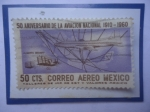 Sellos de America - M�xico -  50°Aniversario de la Aviación Nacional (1910-1960)-Alberto Braniff (1884-1956)- Sello de 50 Ctvs. Añ