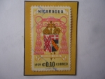 Stamps Nicaragua -  Visita del Cardenal Francis Joseph Spellman a Managua-Escudo de Armas-Sello de 0,10Ct.Córdoba.