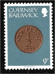 Stamps United Kingdom -  Monedas, medio centavo nuevo, 1971