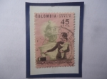 Stamps Colombia -  Derechos Políticos de la Mujer- Estatua de Policarpa Salavarrieta- Urna-Votos.