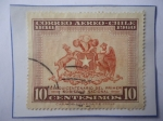 Sellos de America - Chile -  Sesquicentenario del Primer Gobierno Nacional (1810-1960)- Escudo de Armas- Sello de 10 Centésimos