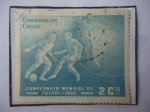 Stamps Chile -  Campeonato Mundial de Fútbol 1962- Mapa de Sur América- Sello de 2 Ctvs. Año1962