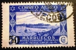 Stamps Spain -  Marruecos español. Sello de 1938 con nuevo valor en habilitación