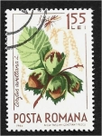Stamps Romania -  Frutos del bosque, avellano común (Corylus avellana) y mosquito