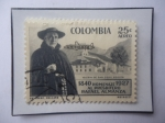 Stamps Colombia -  Rafael E. Almanza R.(1840-1927)-Homenaje al Presbítero Rafael Almanza-Sobrestampado 