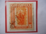 Stamps Colombia -  Cattleya Dowiana Aurea-75°Aniversario de la Unión Postal Universal-U.P.U. (1874-1949)-Sello de 5Ct.A