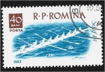 Stamps Romania -  Deportes en barco, remando en timonel ocho