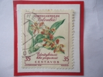 Stamps Colombia -  Odontoglossumo Luteo Purpureum- Serie: Flores- Sello de 35 Ctvs. Año 1960.