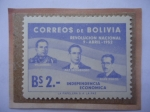 Stamps : America : Bolivia :  Revolución Nacional, 9 de Abril 1952- Independencia Económica-Presidentes:Villarroel,Estenssoro y Zu