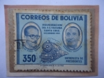 Sellos de America - Bolivia -  Inauguración del Ferrocarril Yacuiba Santa Cruz (Dic1957)- Entrevista de Presidentes:Zuazo y Arambur