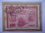 Stamps Bolivia -  Inauguración del Ferrocarril Yacuiba-Santa Cruz(Dic.1957)-Presidentes:Zuazo-Arambure.