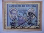 Stamps : America : Bolivia :  Inauguración del Ferrocarril Yacuiba-Santa Cruz(Dic.1957)-Presidentes:Zuazo-Arambure.