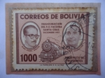 Sellos de America - Bolivia -  Inauguración del Ferrocarril Yacuiba-Santa Cruz(Dic.1957)-Presidentes:Zuazo-Arambure.