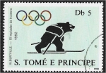 Sellos de Africa - Santo Tom� y Principe -  Juegos Olímpicos, Seúl, Barcelona y Albertville, Bear on skis