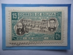 Stamps : America : Bolivia :  Centenario del Himno Nacional (1845-1945)-Benedetto Vincenti (Música y José de Sanjinés (Letra). 