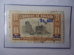 Stamps Bolivia -  IV Cent.de la Fundación de la Paz(1548-1948)-Avenida Camacho-Sobretasa de Bs400 sobre 0,4Ct.