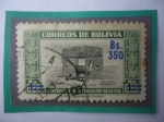 Sellos de America - Bolivia -  IV Cent.de la Fundación de la Paz-Puerta del Sol-Sobrtasa de Bs350 sobre 0,20Ct. Año 1957.
