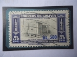 Stamps Bolivia -  IV Cent.de la Fundación de la Ciudad de la Paz (1548-1948)-Palacio de Comunicaciones-Sobretasa de Bs