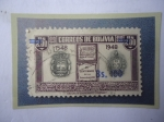 Sellos de America - Bolivia -  IV Centenario de la Fundación de la Paz (1548-1948)-Escudos de Armas- Sobretasa de Bs 100 sobre Bs 2