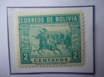 Stamps : America : Bolivia :  Cent. de la Batalla de Incavi (1843-1943)-Homenaje a José Ballivián (1805/52) Militar y Presidente 1