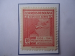 Stamps : America : Bolivia :  10°Aniversario del Primer Vuelo Internacional (1935-1945) entre la Paz y Tacna (Perú).