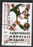 Sellos de Africa - Santo Tom� y Principe -  Campeonato Mundial de Fútbol de 1990, Italia. Jugador pateando la pelota, 1934