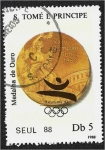Stamps : Africa : S�o_Tom�_and_Pr�ncipe :  Juegos Olímpicos, Seúl, Barcelona y Albertville. Medalla de oro de los Juegos de Seúl 1988