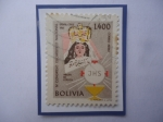 Stamps : America : Bolivia :  IV Congreso Eucarístico Nacional 1961-Virgen de Cotoca- Emblema-Sello de Bs1400.  