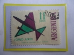 Stamps Argentina -  Correo Aéreo-Avión Estilizado-(ARGENTINA escrita de abajo hacia arriba)-Sello de m$n11- Año 1963